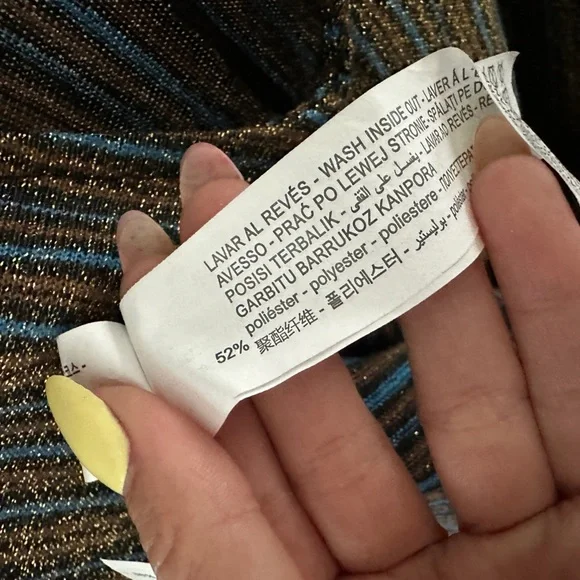 Zara metallic Blue Sheath Maxi Dress with V-Neck| size small - Picture 6 of 6